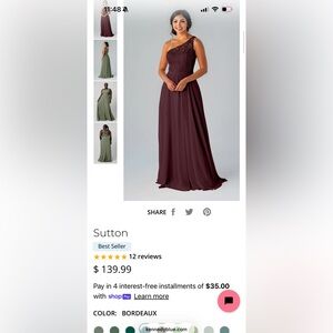 Kennedy Blue Sutton One-Shoulder Bordeaux Bridesmaid Dress